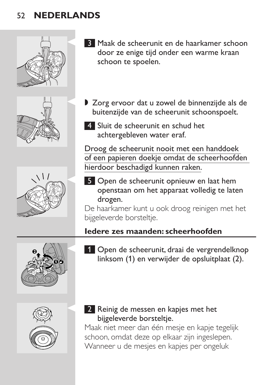 Iedere zes maanden: scheerhoofden | Philips SHAVER Series 3000 Afeitadora eléctrica User Manual | Page 50 / 72