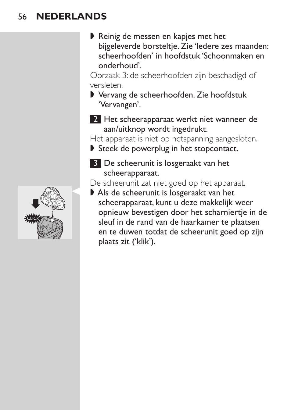 Garantiebeperkingen, Garantie & service, Problemen oplossen | Philips SHAVER Series 3000 Afeitadora eléctrica User Manual | Page 54 / 72