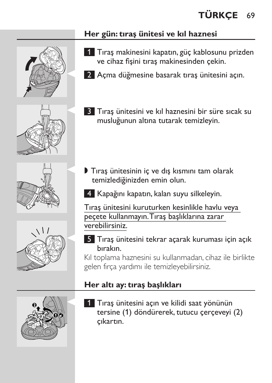 Düzeltme, Temizlik ve bakım | Philips SHAVER Series 3000 Afeitadora eléctrica User Manual | Page 67 / 72