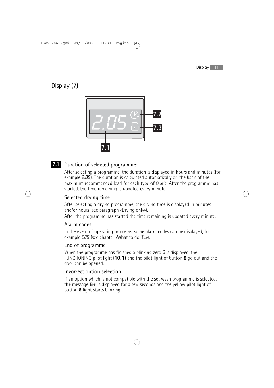 Display (7) | AEG LAVAMAT L 14840 User Manual | Page 11 / 48