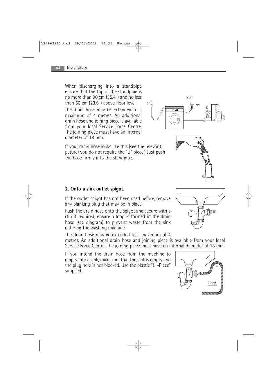 44 installation | AEG LAVAMAT L 14840 User Manual | Page 44 / 48