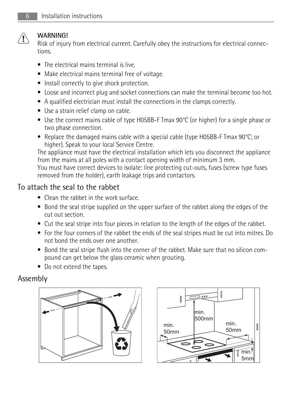 Assembly | AEG HK654200IB User Manual | Page 6 / 20