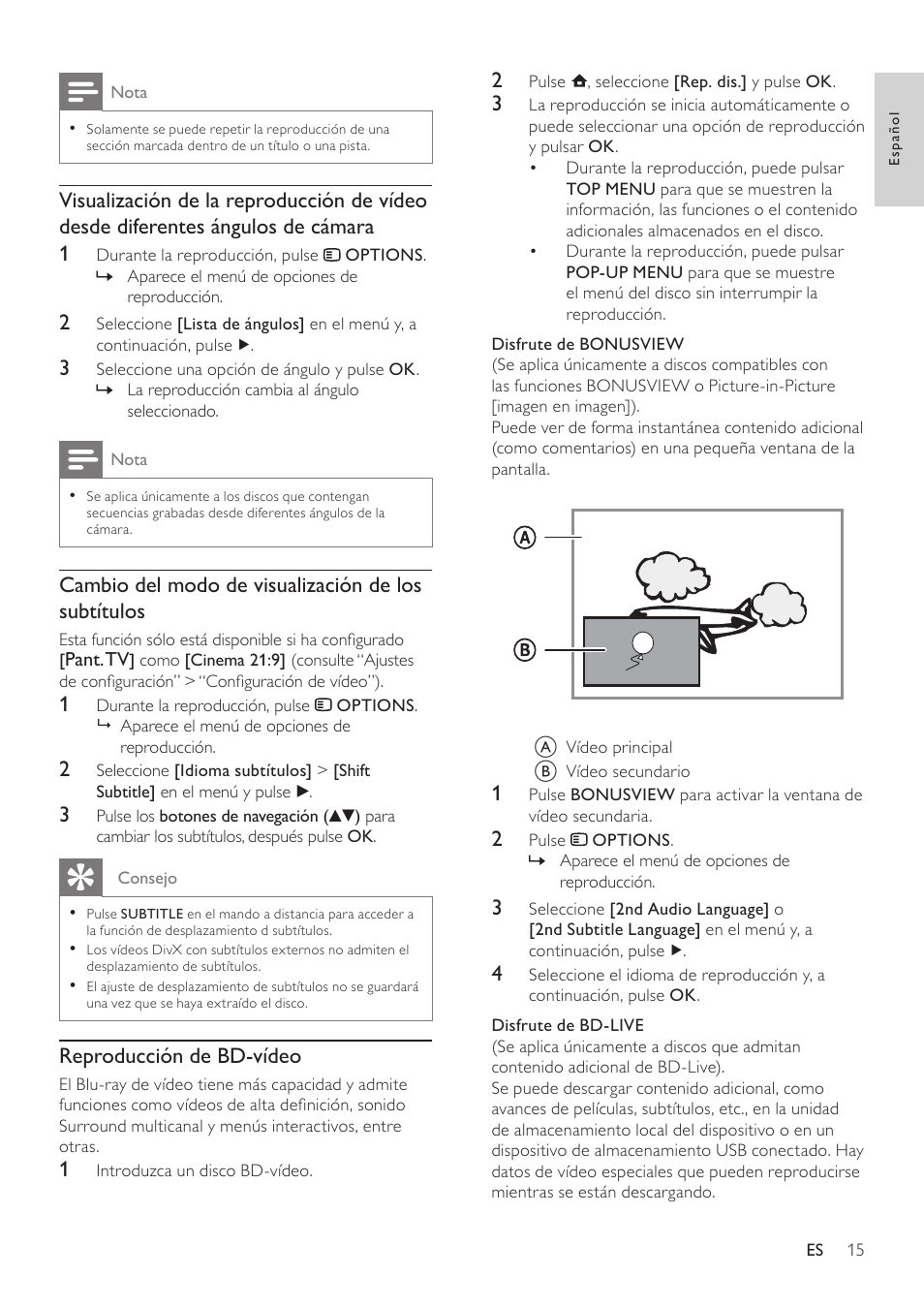 Philips Reproductor de Blu-ray Disc User Manual | Page 15 / 34