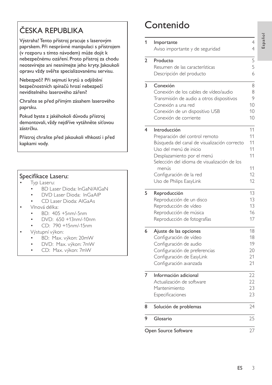 Philips Reproductor de Blu-ray Disc User Manual | Page 3 / 34