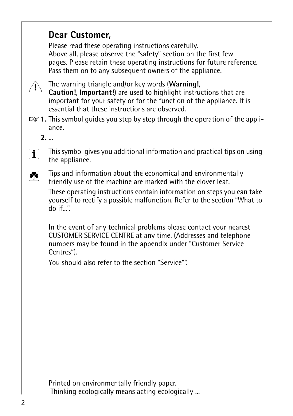 Dear customer | AEG COMPETENCE B3040-1 User Manual | Page 2 / 44