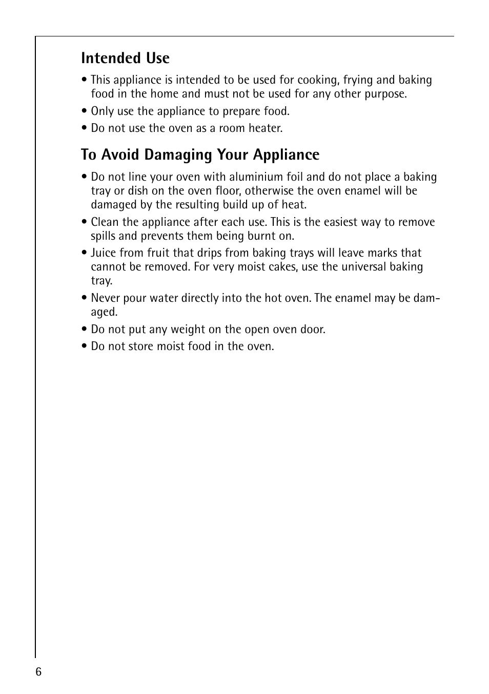 Intended use | AEG COMPETENCE B3040-1 User Manual | Page 6 / 44