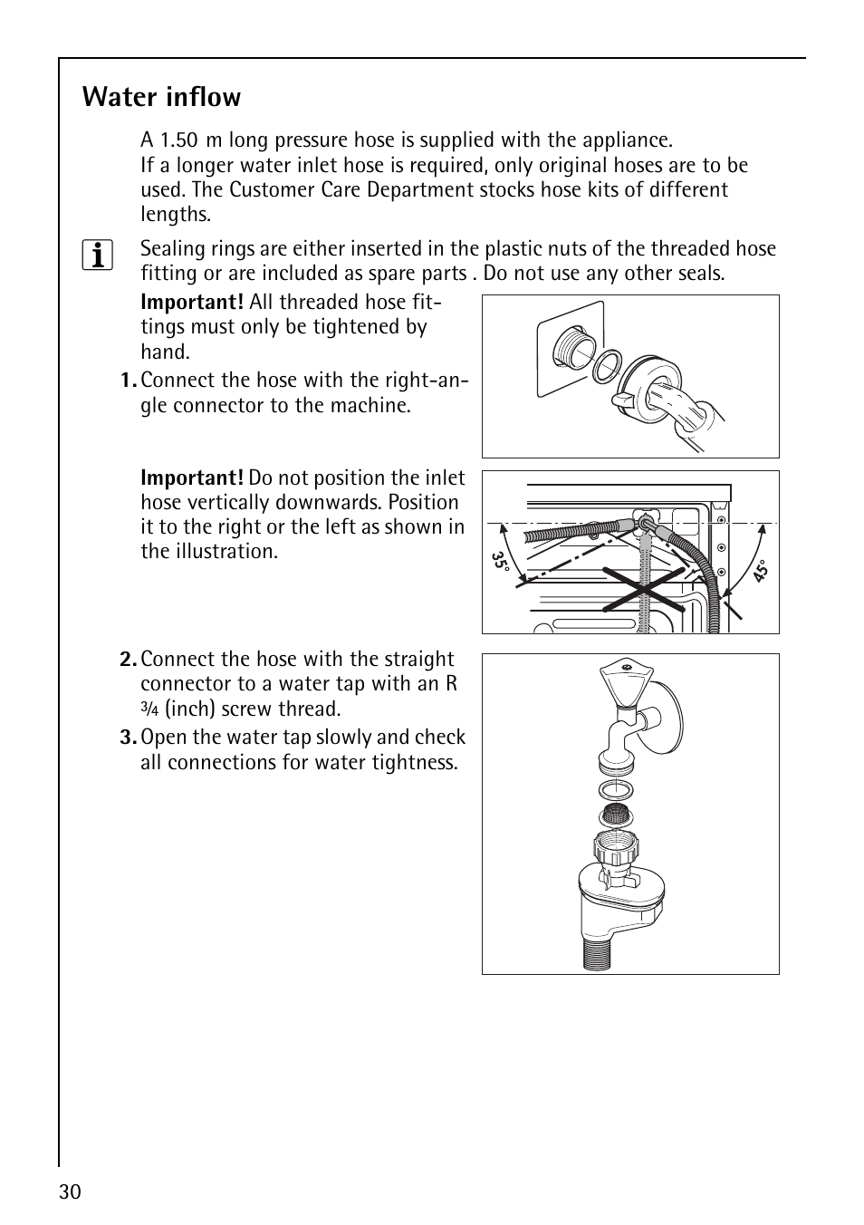 Water inflow | AEG LAVAMAT 74610 User Manual | Page 30 / 36