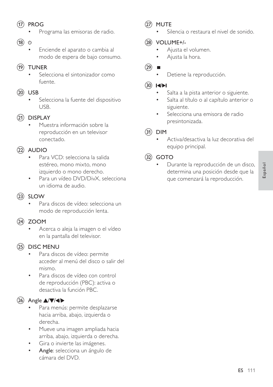Philips Heritage Audio Sistema Hi-Fi con componentes DVD User Manual | Page 10 / 36