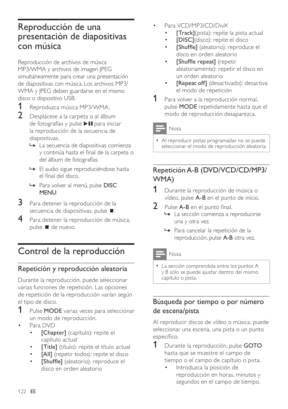 Control de la reproducción | Philips Heritage Audio Sistema Hi-Fi con componentes DVD User Manual | Page 21 / 36