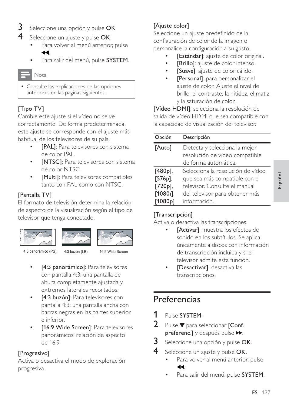 Preferencias 1 | Philips Heritage Audio Sistema Hi-Fi con componentes DVD User Manual | Page 26 / 36
