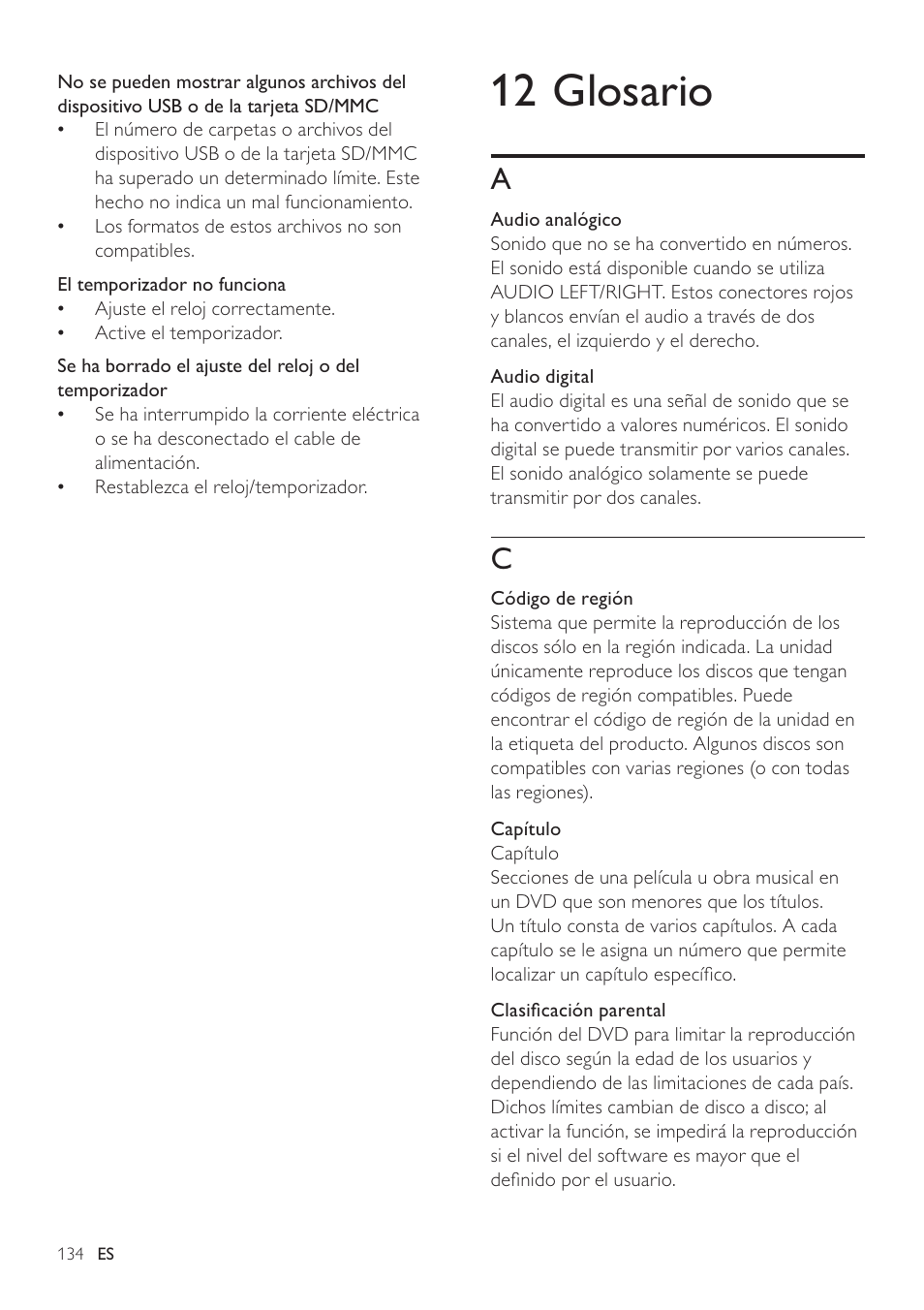12 glosario | Philips Heritage Audio Sistema Hi-Fi con componentes DVD User Manual | Page 33 / 36