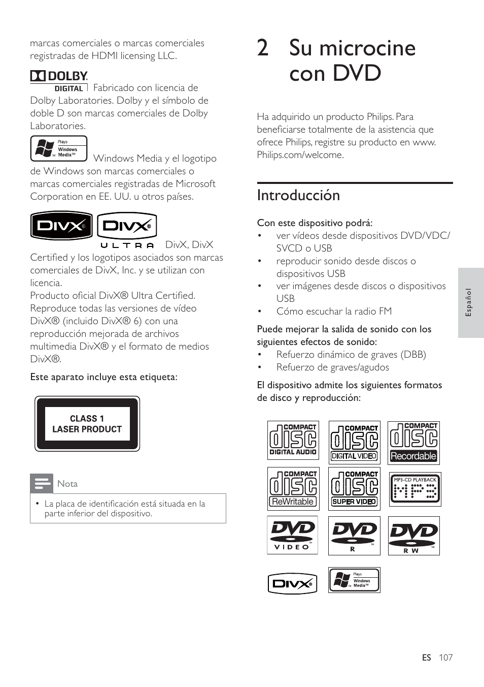 2 su microcine con dvd | Philips Heritage Audio Sistema Hi-Fi con componentes DVD User Manual | Page 6 / 36