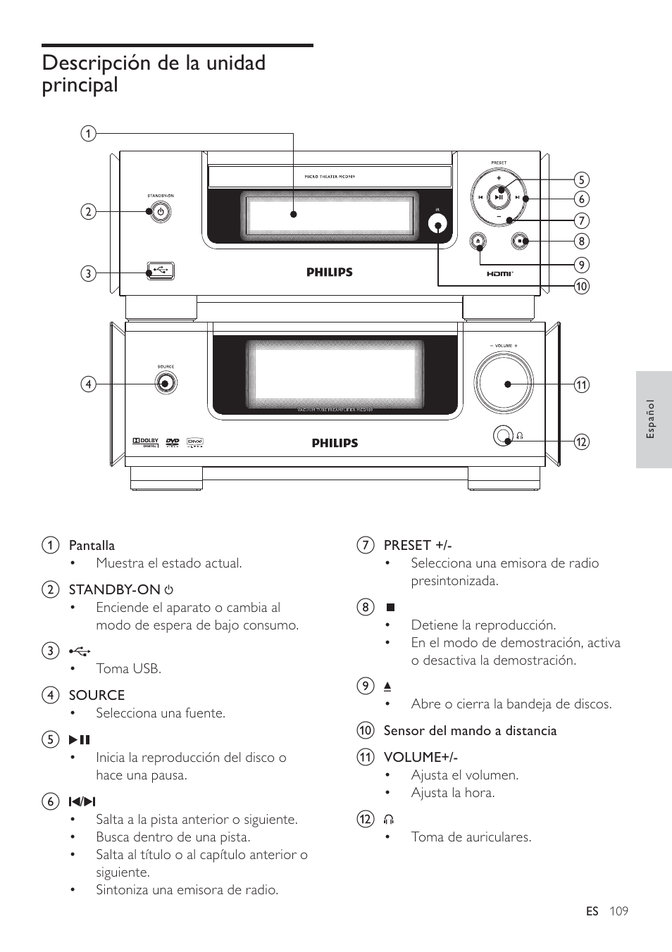 Philips Heritage Audio Sistema Hi-Fi con componentes DVD User Manual | Page 8 / 36