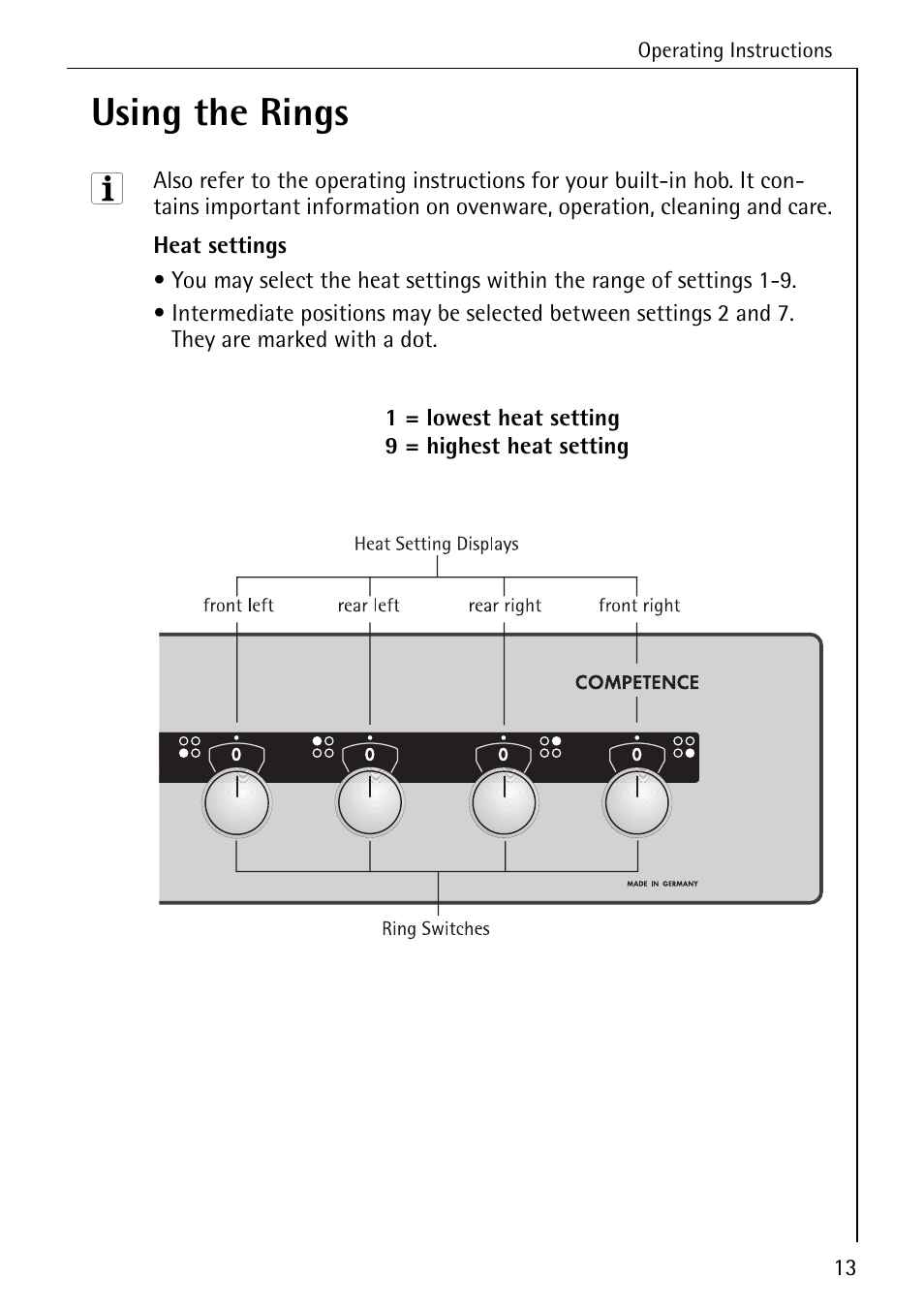 Using the rings | AEG COMPETENCE E4100-1 User Manual | Page 13 / 68