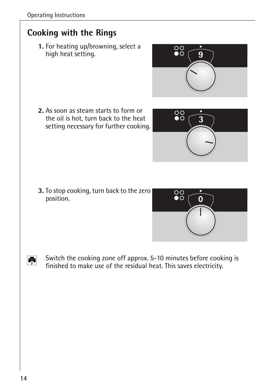 Cooking with the rings | AEG COMPETENCE E4100-1 User Manual | Page 14 / 68