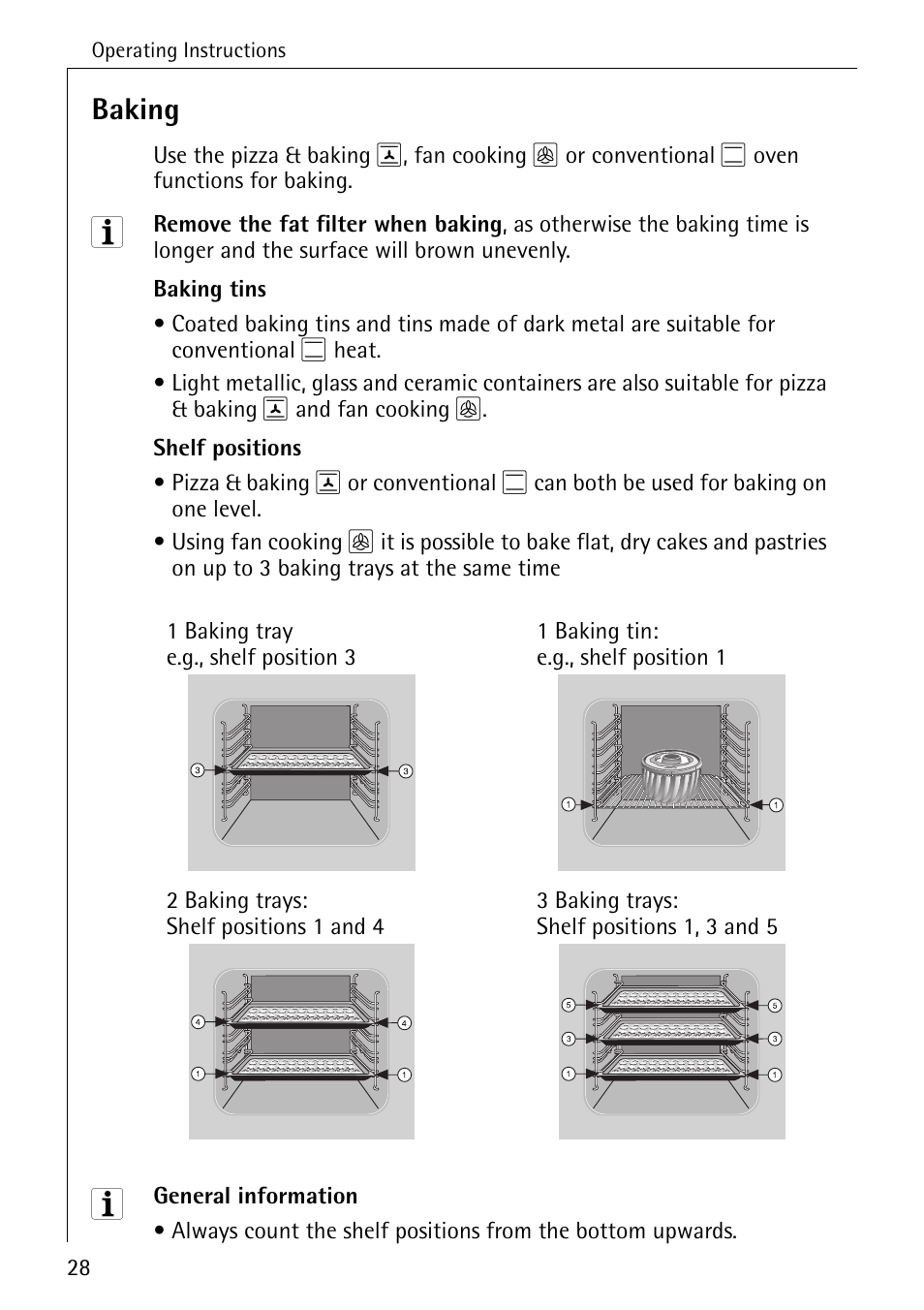 Baking | AEG COMPETENCE E4100-1 User Manual | Page 28 / 68