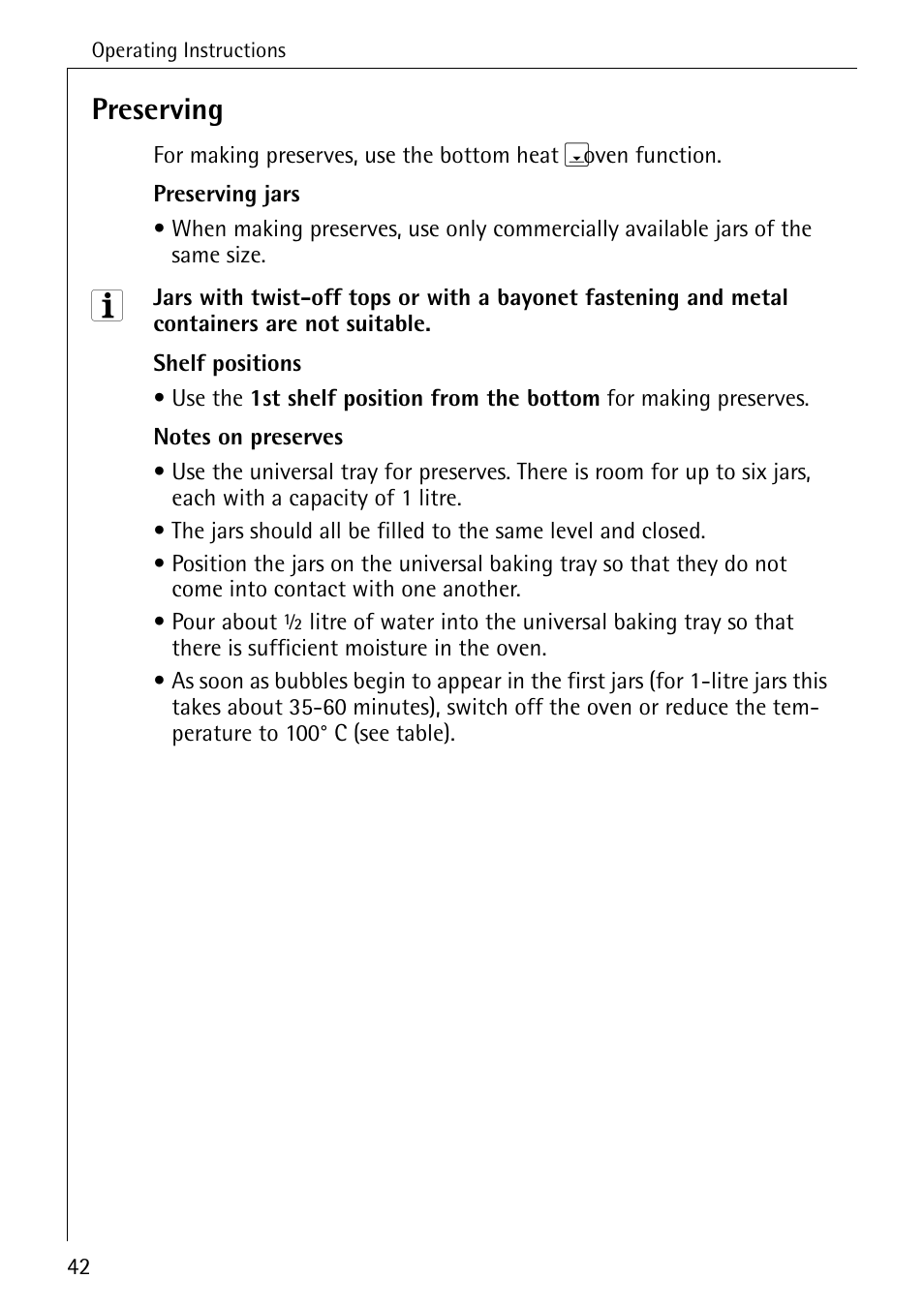 Preserving | AEG COMPETENCE E4100-1 User Manual | Page 42 / 68