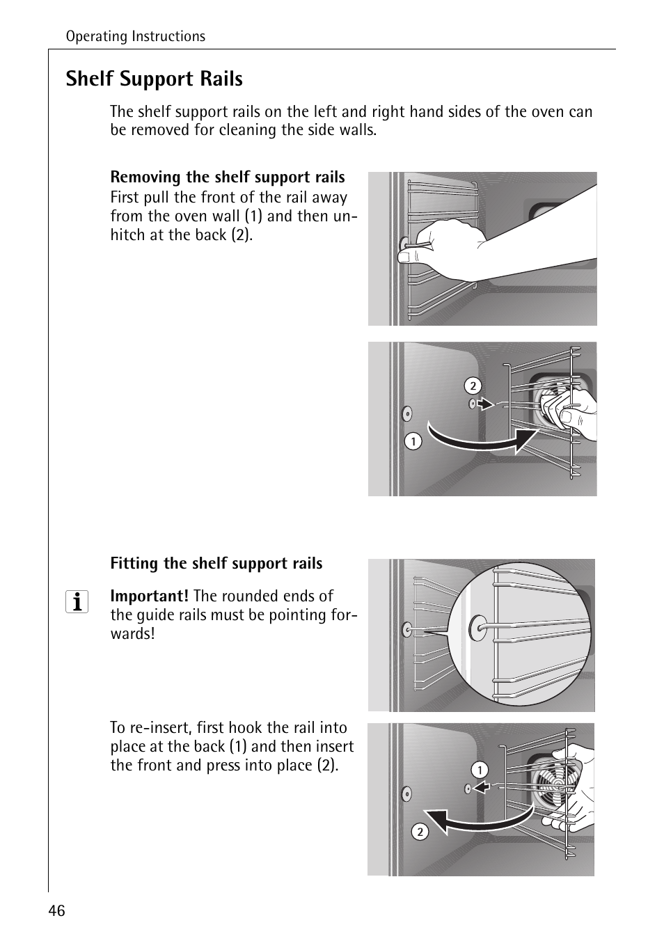 Shelf support rails | AEG COMPETENCE E4100-1 User Manual | Page 46 / 68