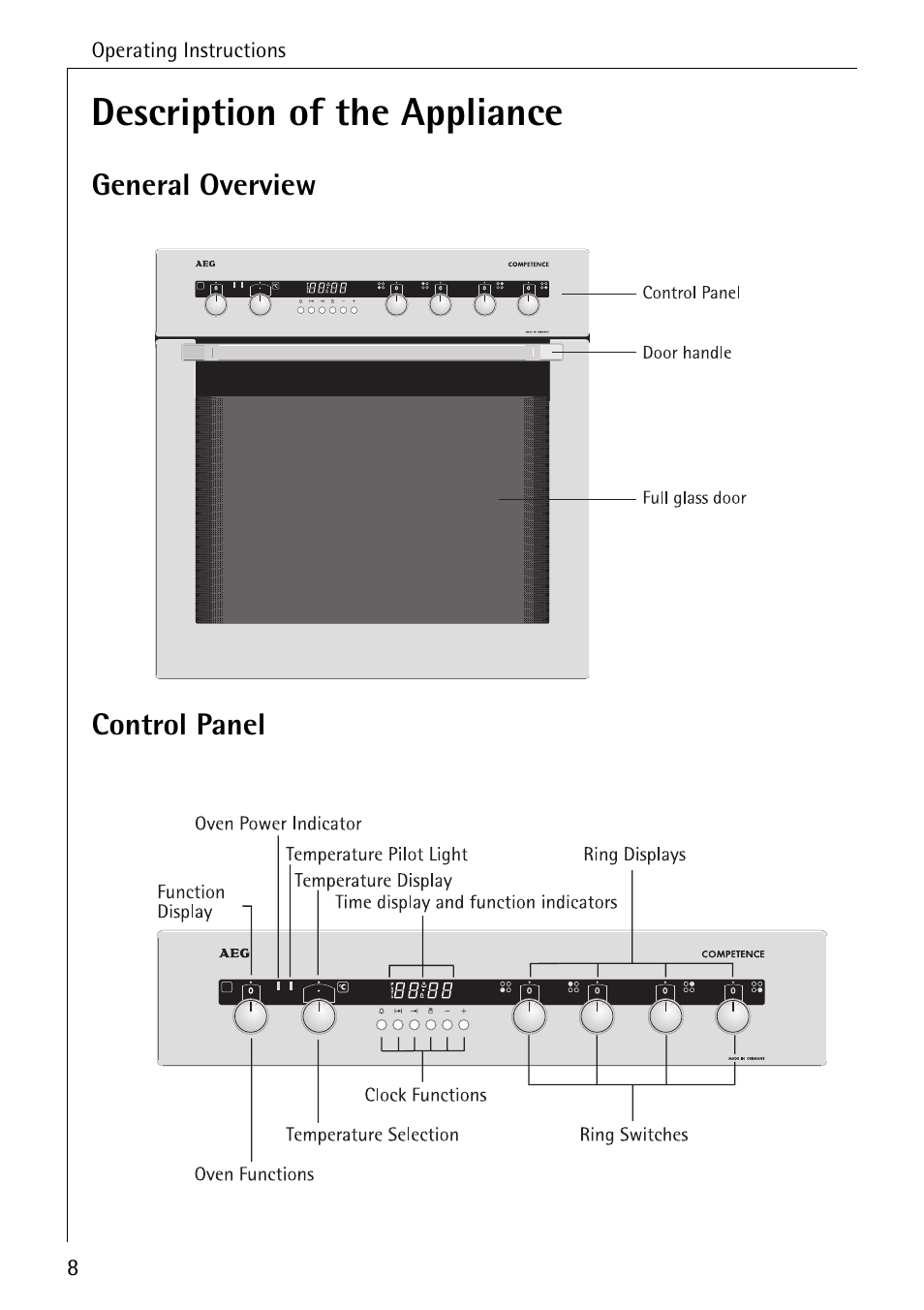 Description of the appliance | AEG COMPETENCE E4100-1 User Manual | Page 8 / 68