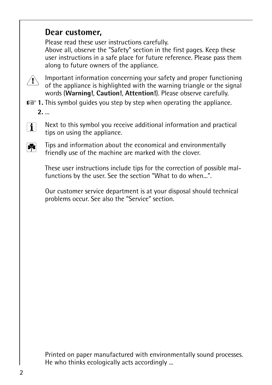 Dear customer | AEG LAVAMAT 62600 User Manual | Page 2 / 52
