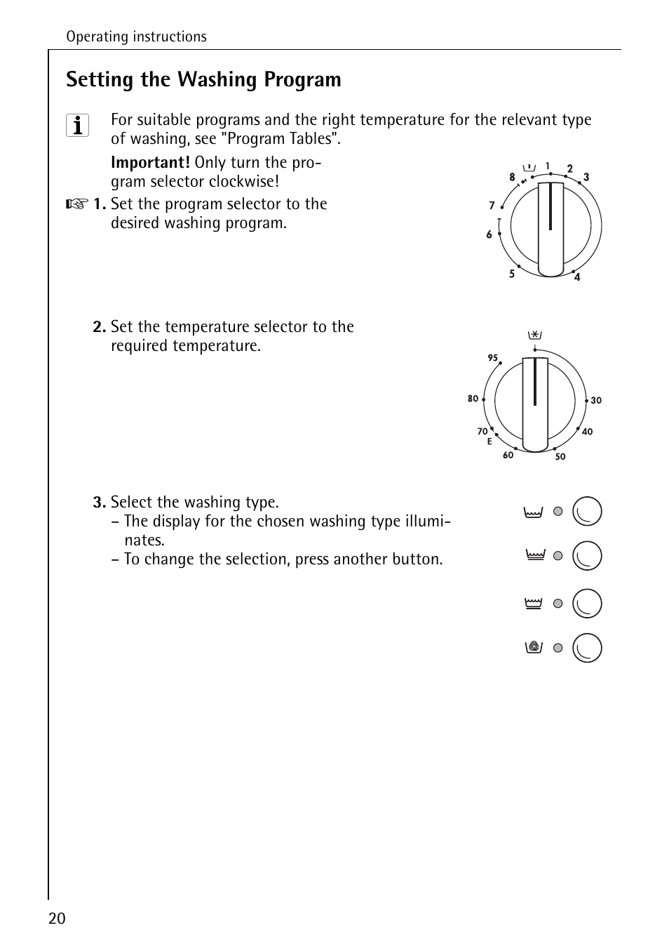 Setting the washing program | AEG LAVAMAT 62600 User Manual | Page 20 / 52