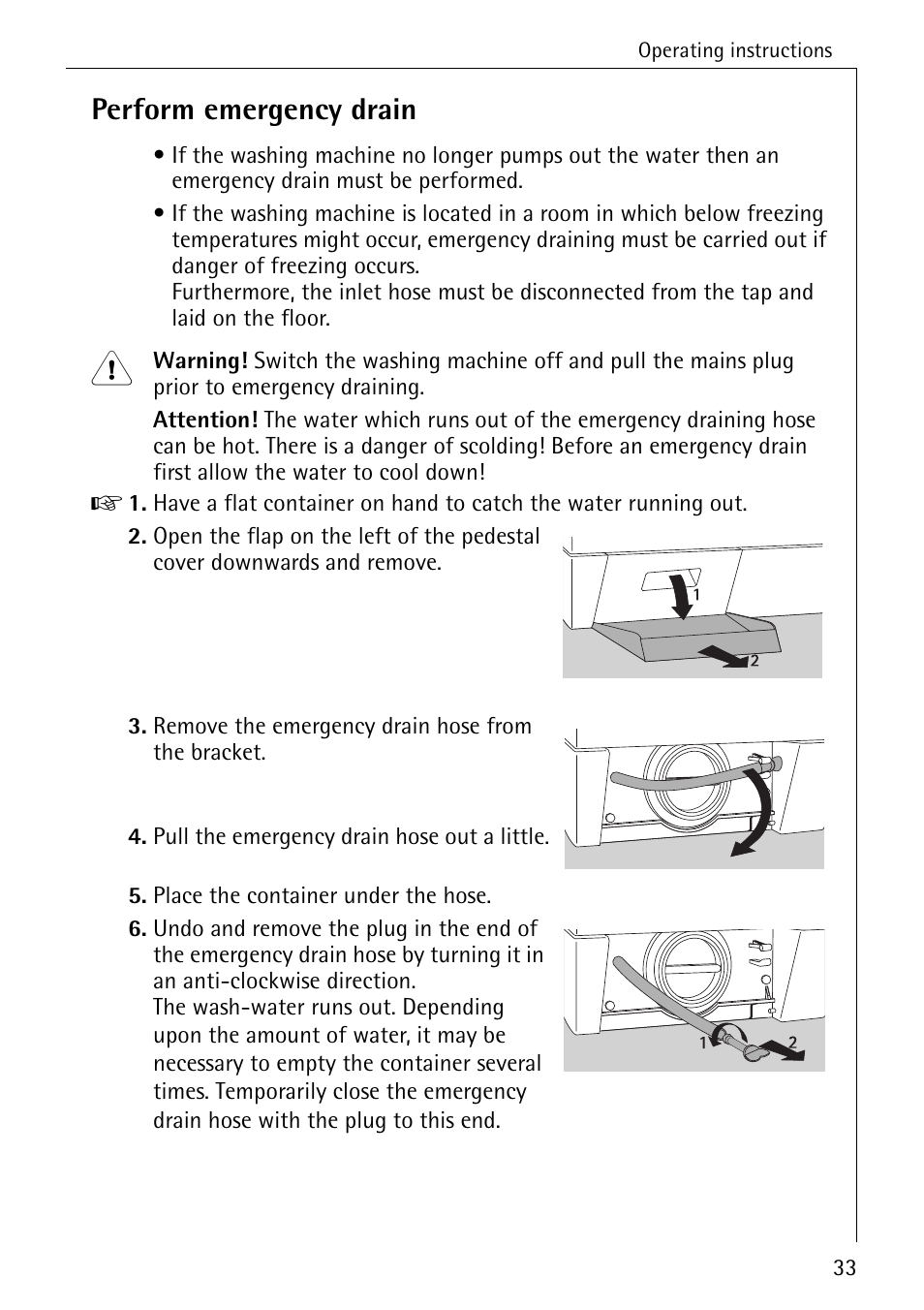 Perform emergency drain | AEG LAVAMAT 62600 User Manual | Page 33 / 52