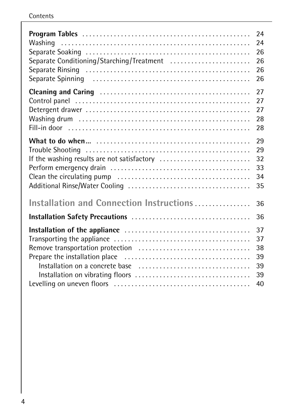 Installation and connection instructions | AEG LAVAMAT 62600 User Manual | Page 4 / 52