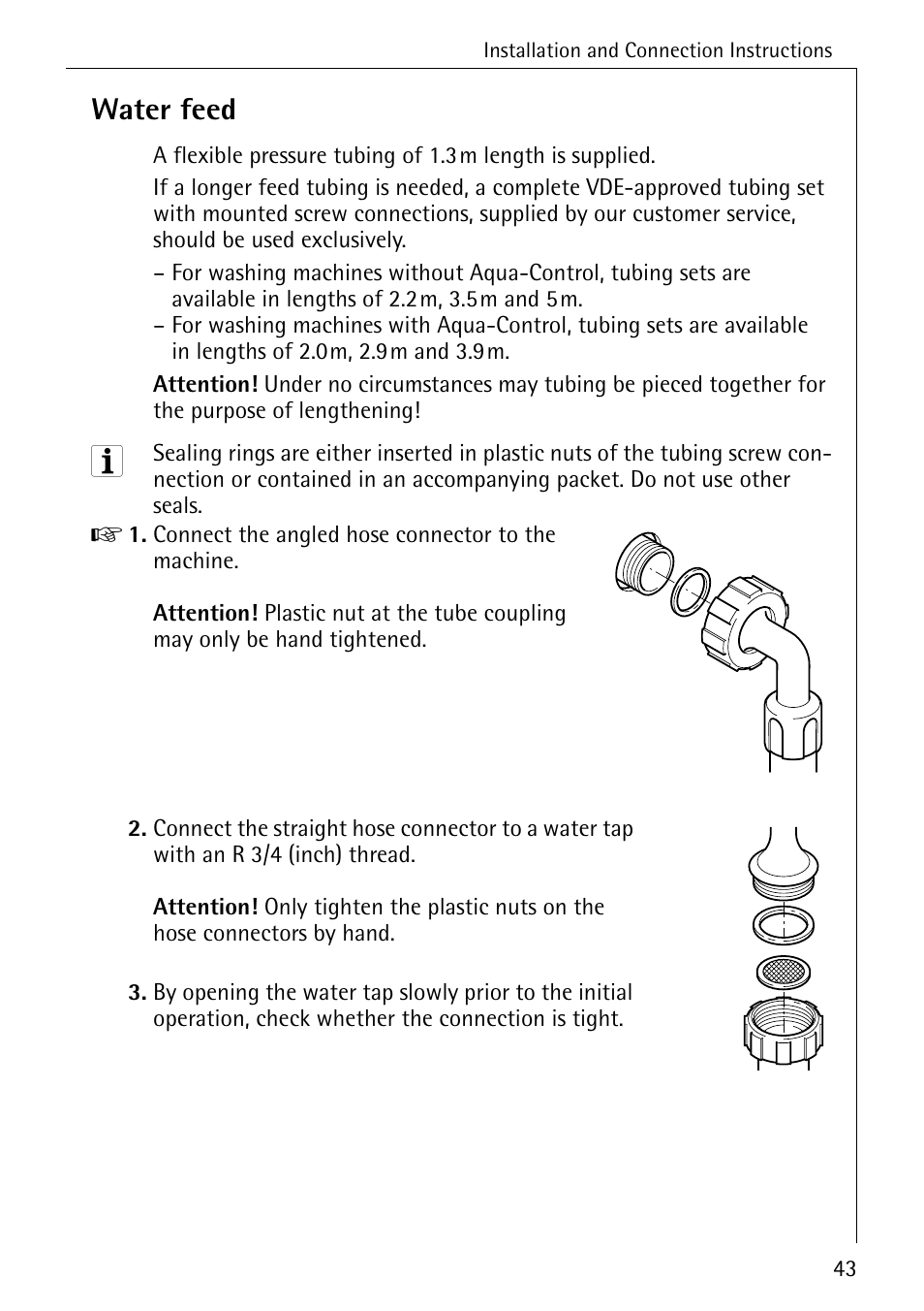 Water feed | AEG LAVAMAT 62600 User Manual | Page 43 / 52
