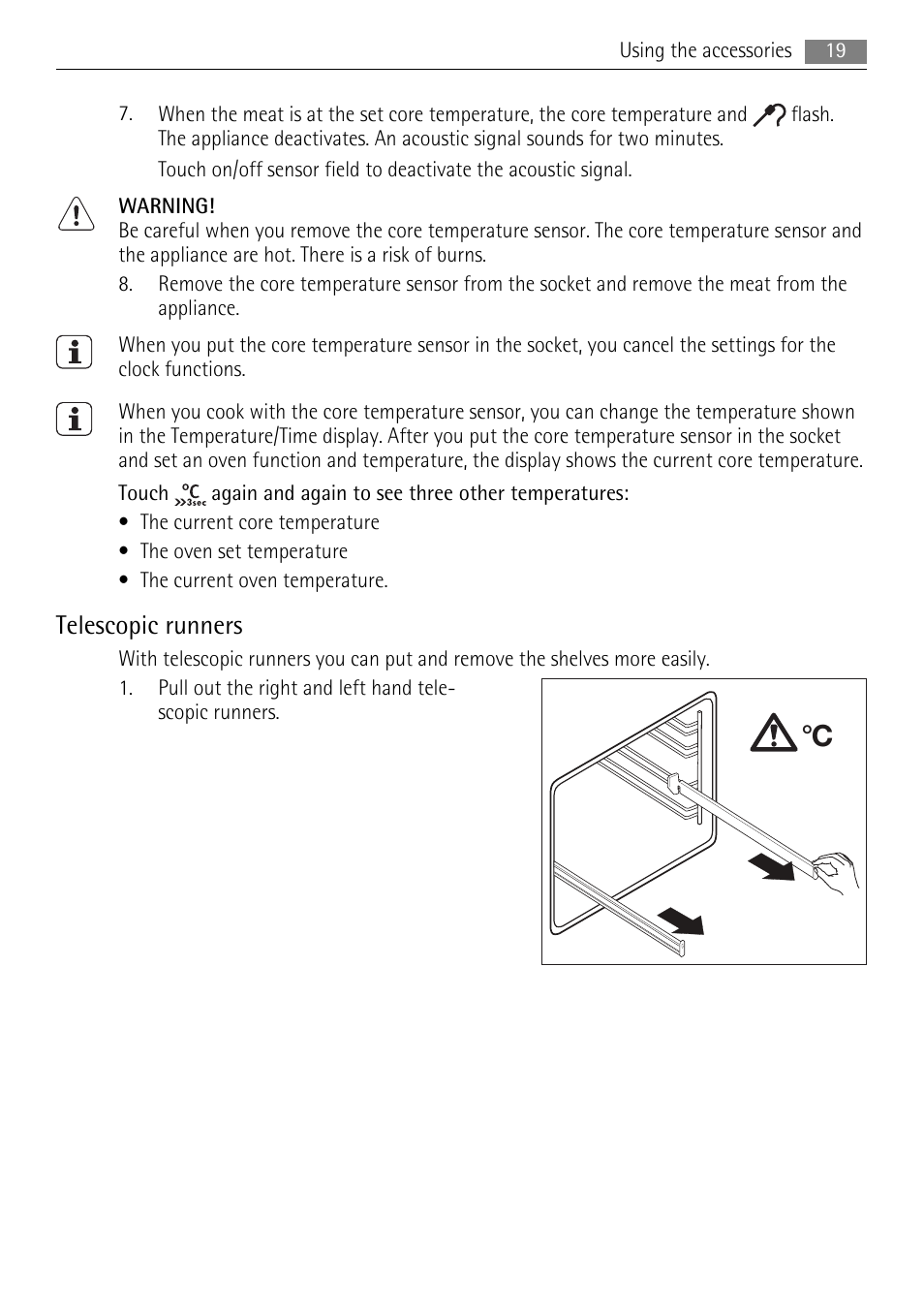 Telescopic runners | AEG BP7614000 User Manual | Page 19 / 32