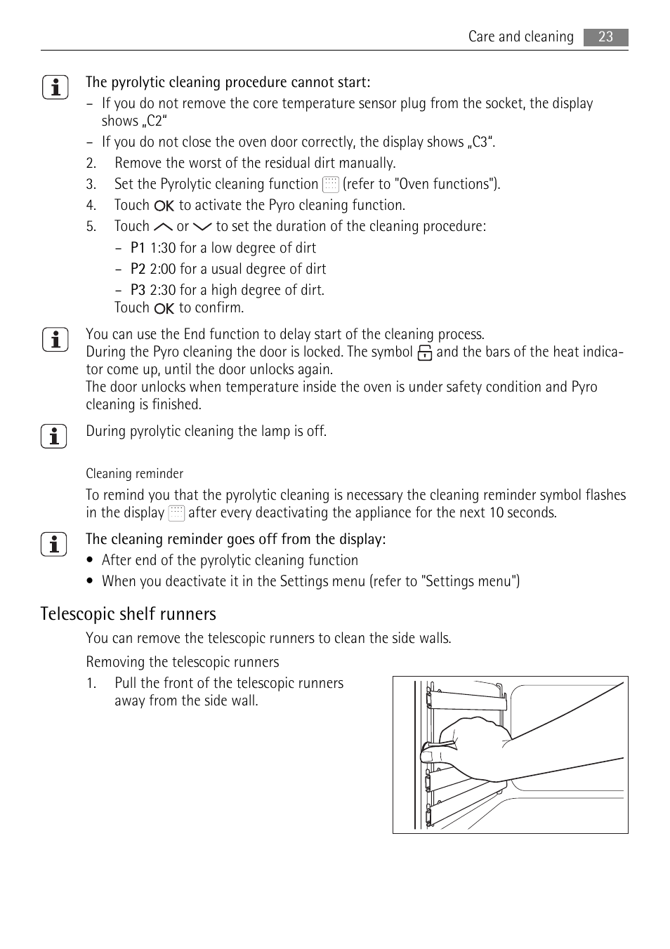 Telescopic shelf runners | AEG BP7614000 User Manual | Page 23 / 32