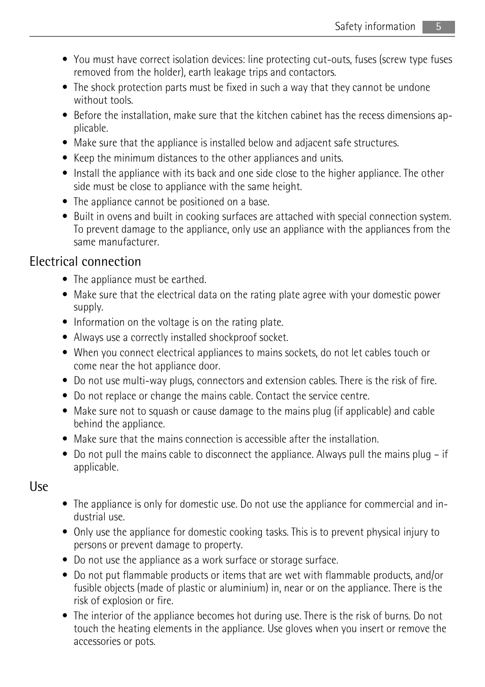 Electrical connection | AEG BP7614000 User Manual | Page 5 / 32