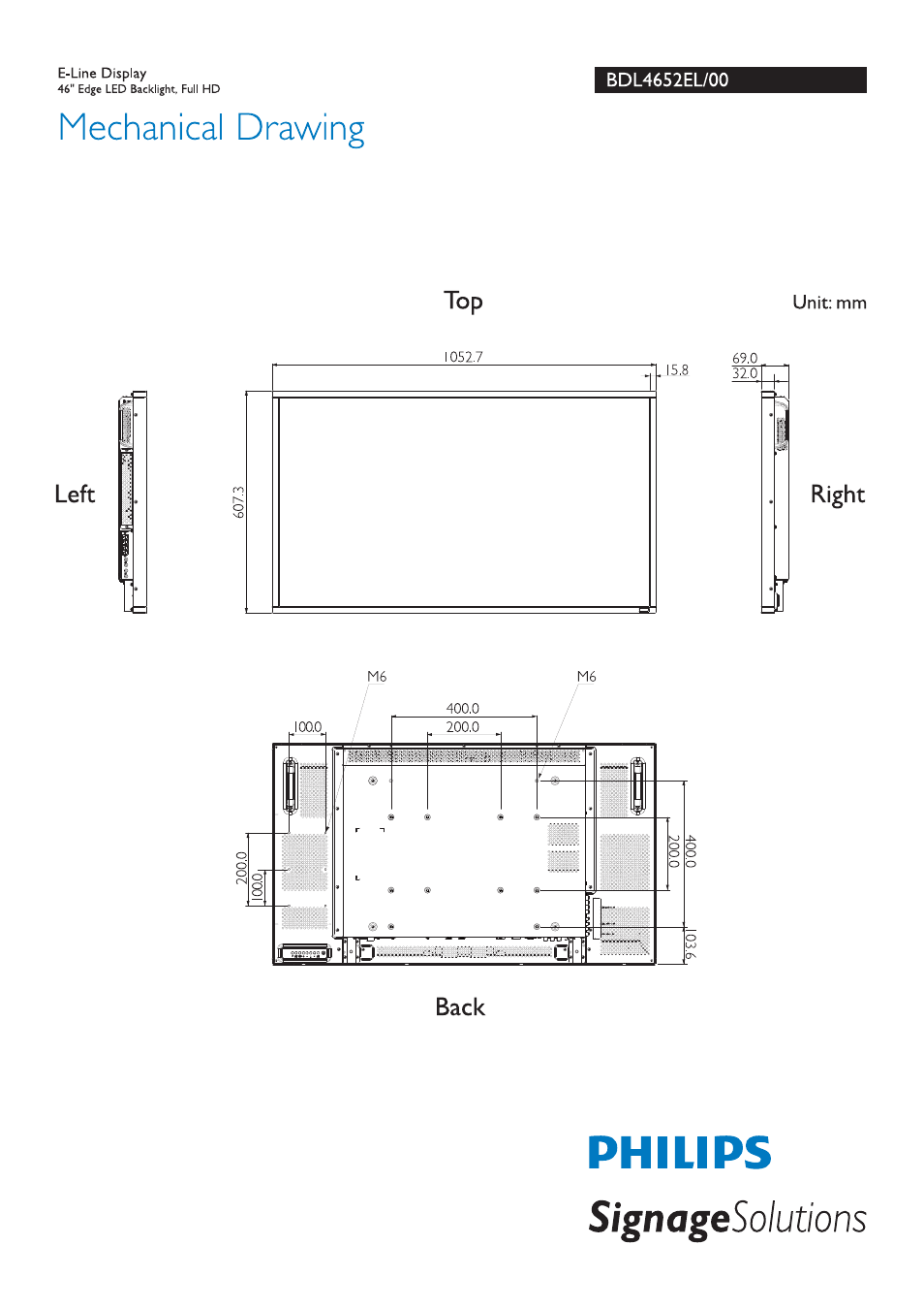 Philips Signage Solutions Pantalla E-Line User Manual | 2 pages