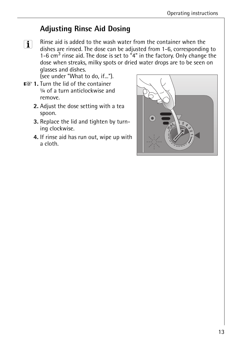 Adjusting rinse aid dosing | AEG KO_FAVORIT 5071 User Manual | Page 13 / 40