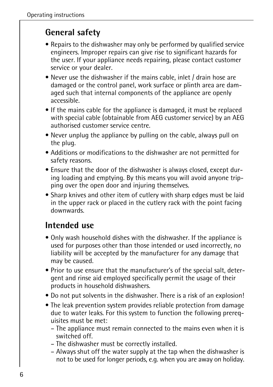 General safety, Intended use | AEG KO_FAVORIT 5071 User Manual | Page 6 / 40