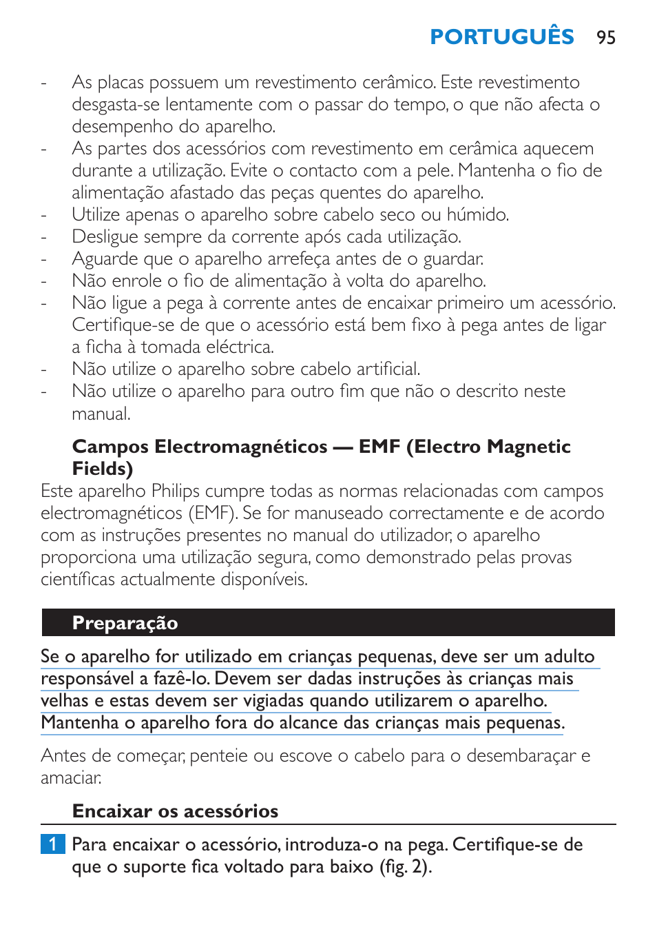 Preparação, Encaixar os acessórios | Philips Plancha multiestilo User Manual | Page 95 / 120