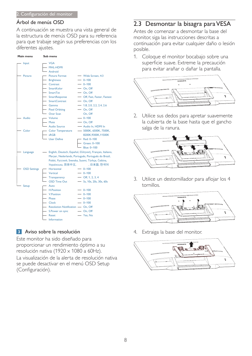 3 'hvprqwduodelvdjudsdud9(6, Rqàjxudflyqghoprqlwru | Philips Smart All-in-One User Manual | Page 10 / 45