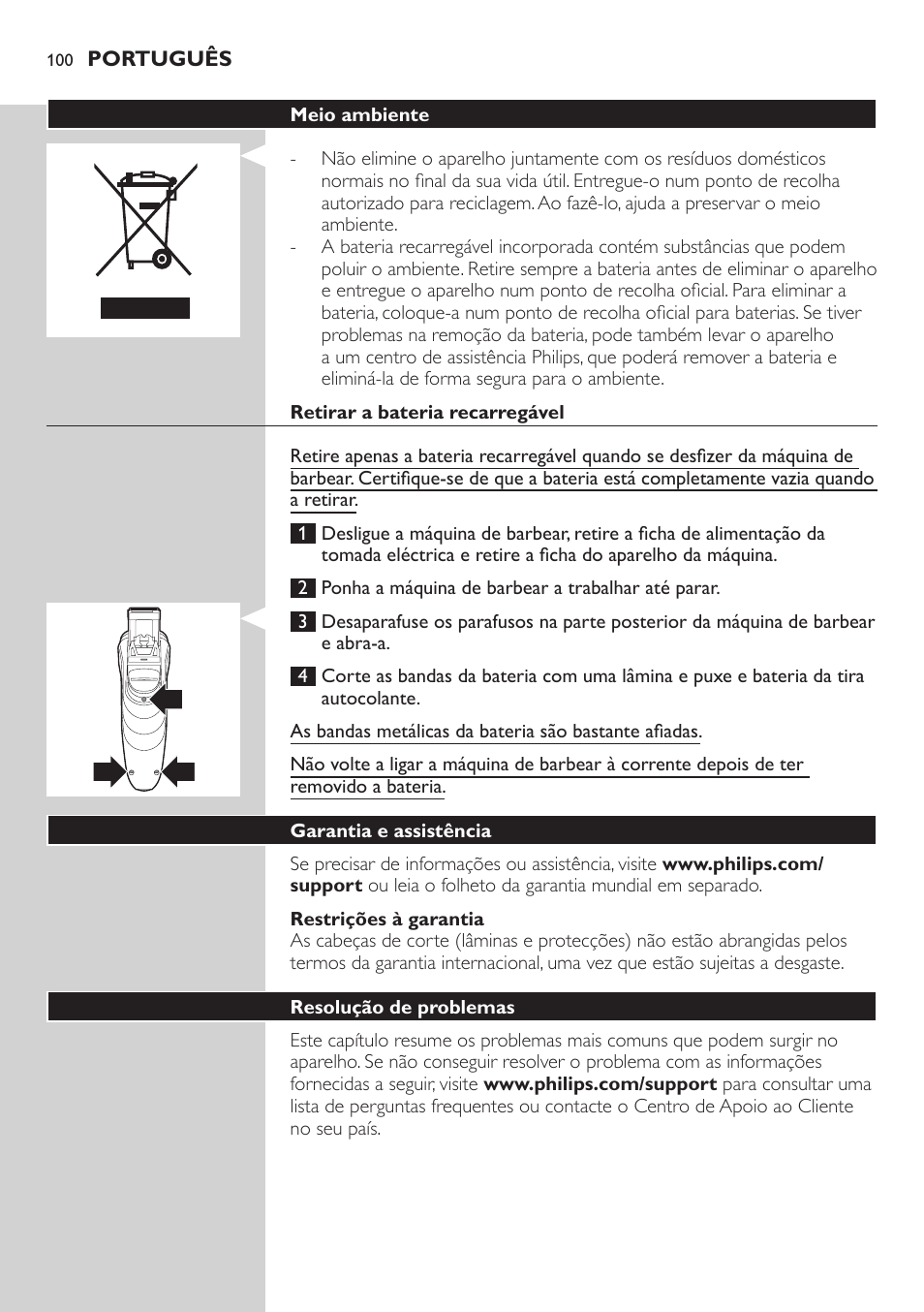 Philips SHAVER Series 3000 afeitadora eléctrica en seco User Manual | Page 100 / 120