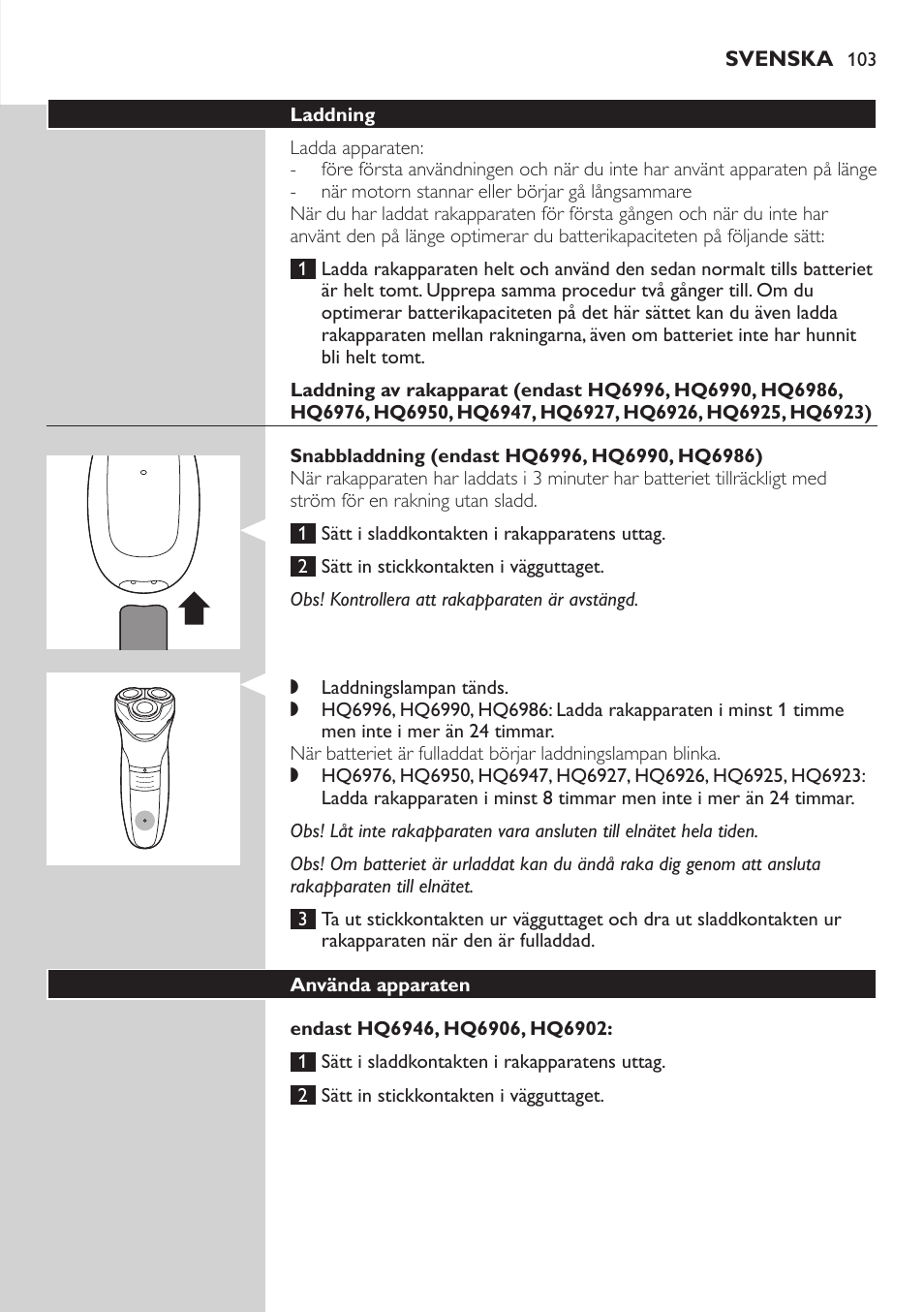 Philips SHAVER Series 3000 afeitadora eléctrica en seco User Manual | Page 103 / 120