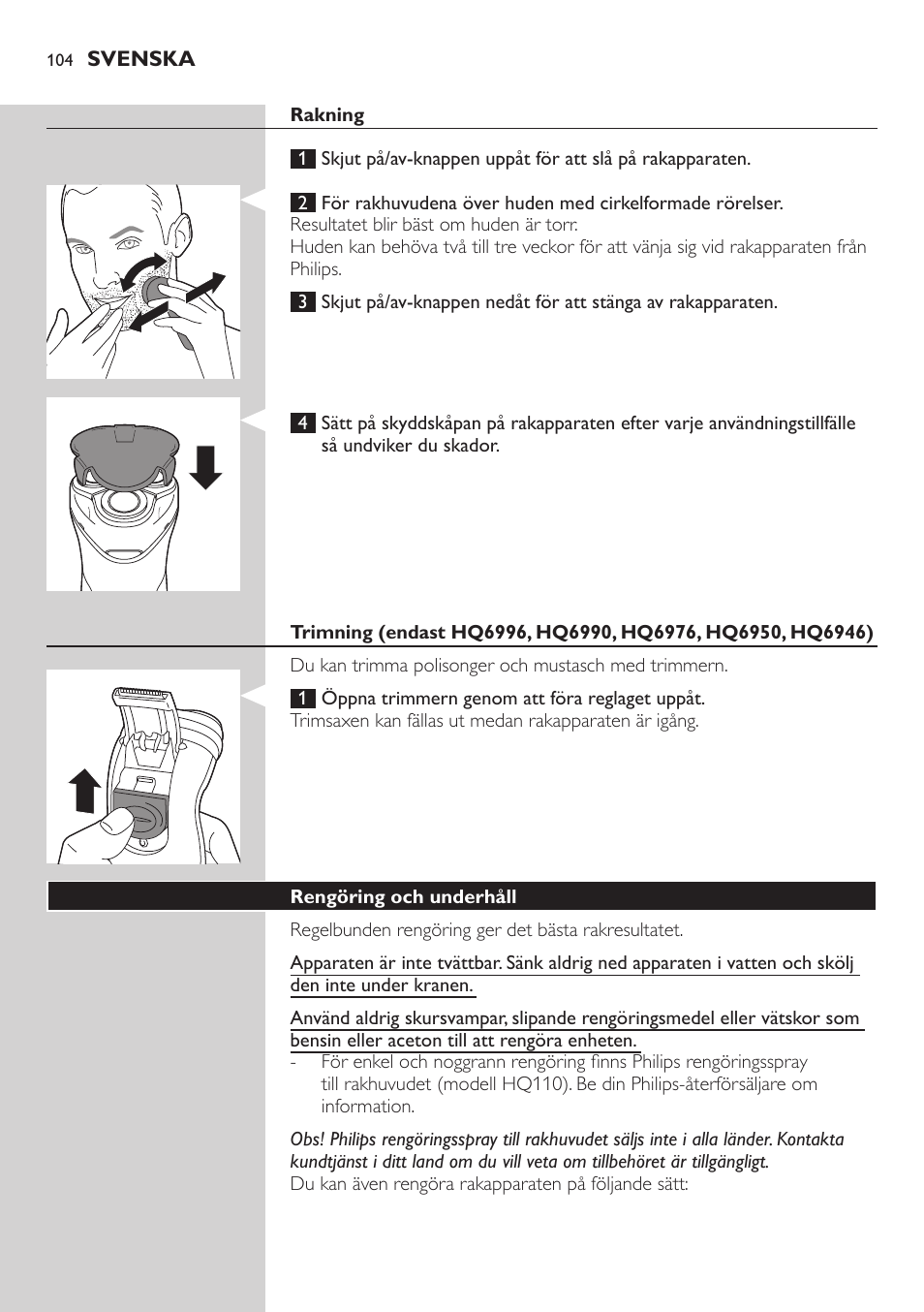 Philips SHAVER Series 3000 afeitadora eléctrica en seco User Manual | Page 104 / 120