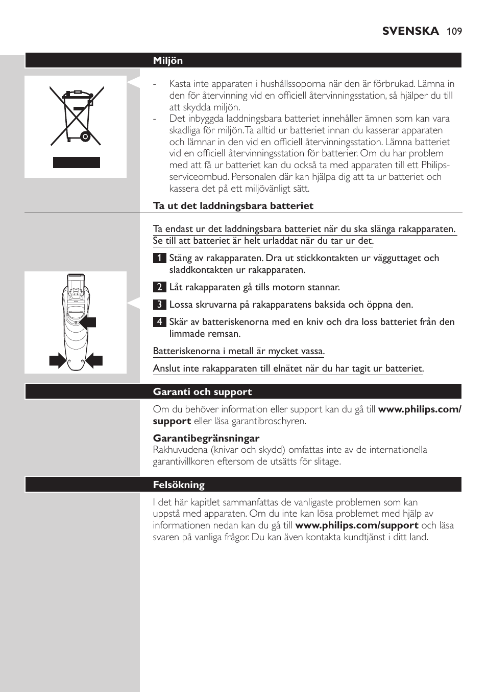 Philips SHAVER Series 3000 afeitadora eléctrica en seco User Manual | Page 109 / 120