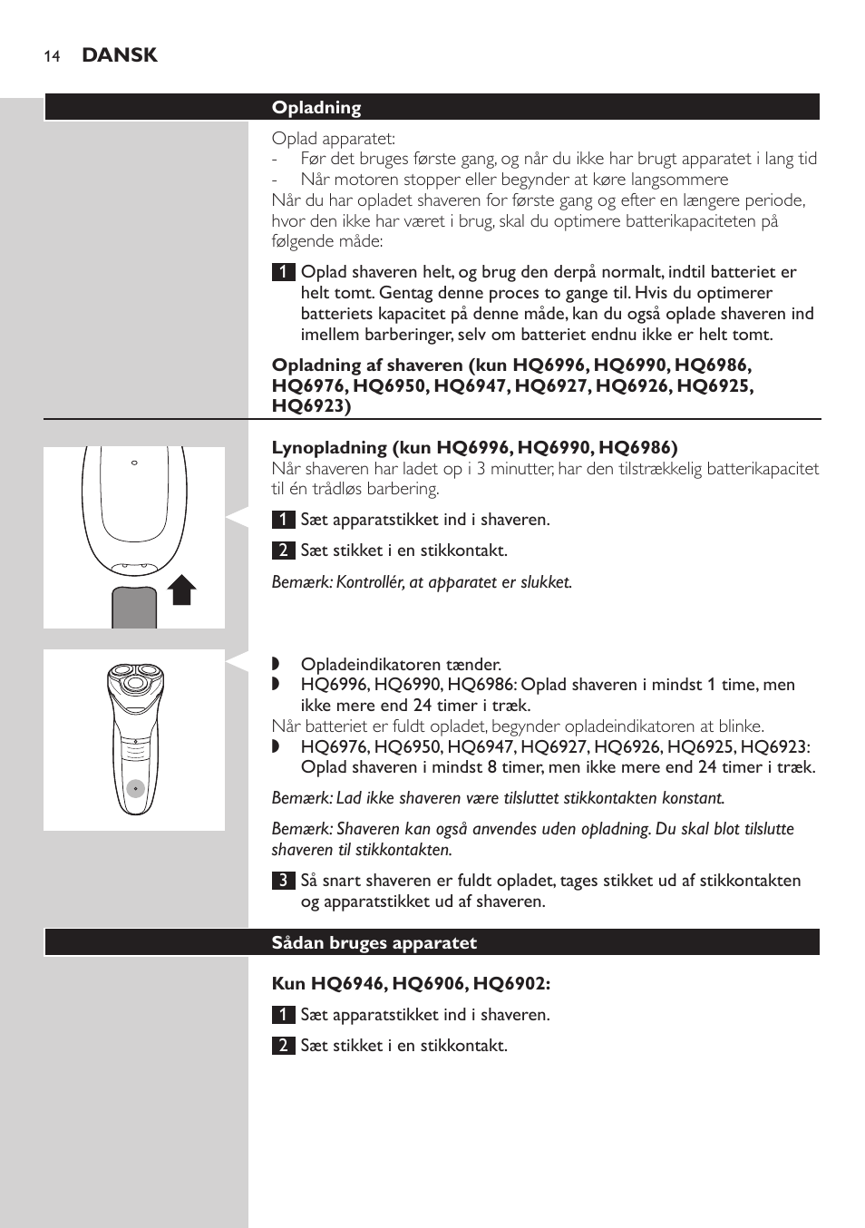 Philips SHAVER Series 3000 afeitadora eléctrica en seco User Manual | Page 14 / 120