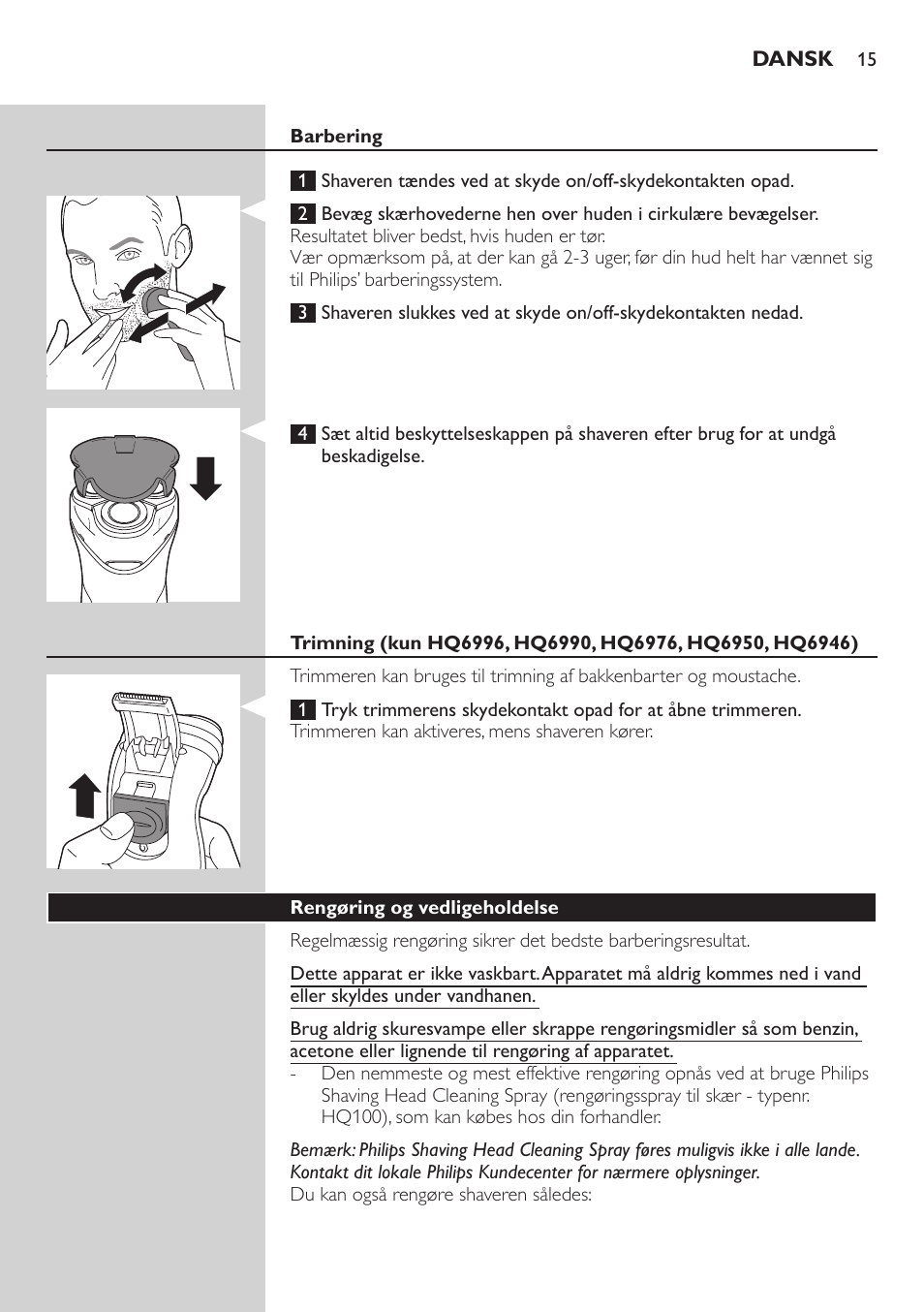 Philips SHAVER Series 3000 afeitadora eléctrica en seco User Manual | Page 15 / 120