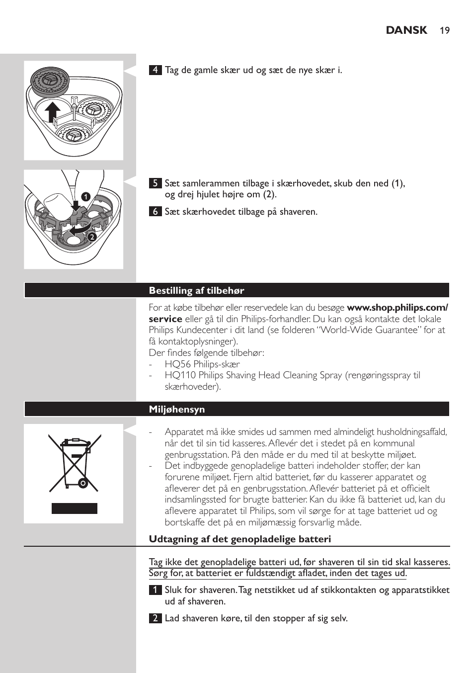 Philips SHAVER Series 3000 afeitadora eléctrica en seco User Manual | Page 19 / 120