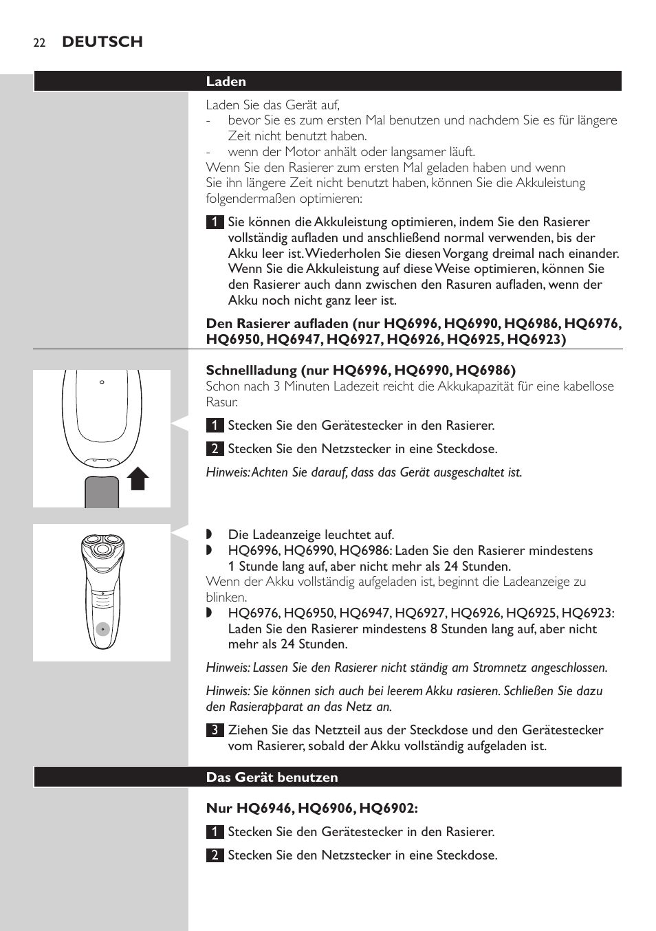 Philips SHAVER Series 3000 afeitadora eléctrica en seco User Manual | Page 22 / 120