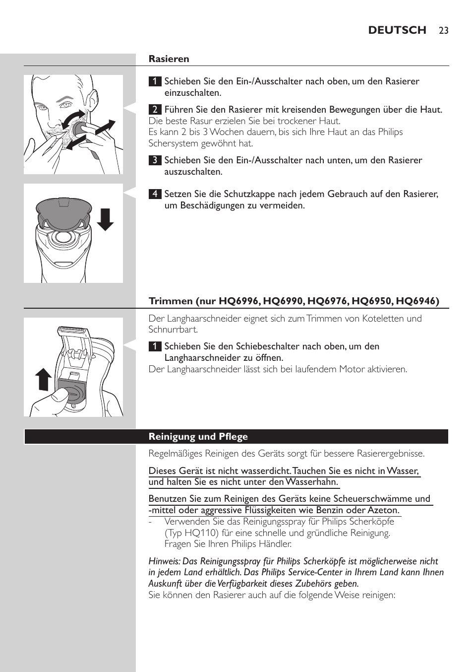 Philips SHAVER Series 3000 afeitadora eléctrica en seco User Manual | Page 23 / 120