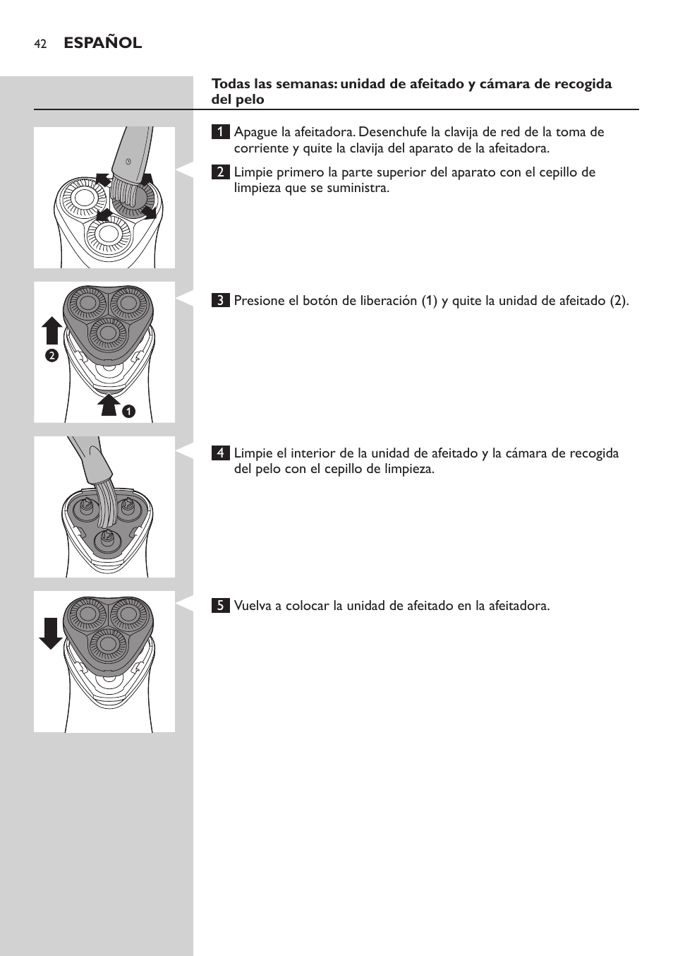 Philips SHAVER Series 3000 afeitadora eléctrica en seco User Manual | Page 42 / 120