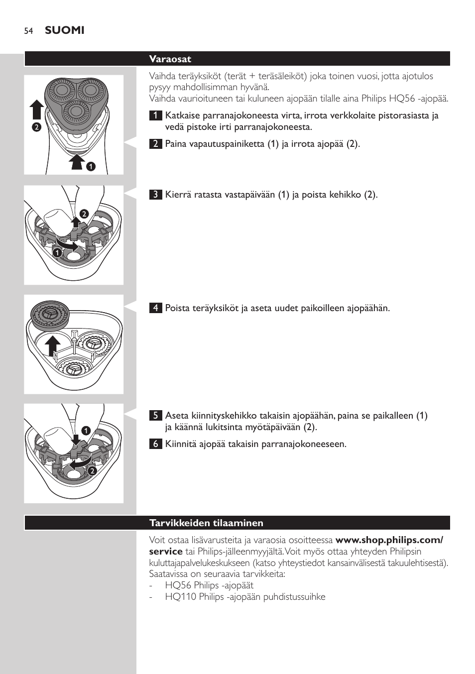 Philips SHAVER Series 3000 afeitadora eléctrica en seco User Manual | Page 54 / 120