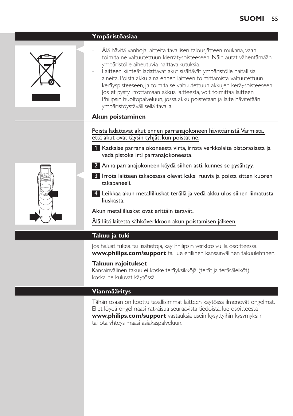 Philips SHAVER Series 3000 afeitadora eléctrica en seco User Manual | Page 55 / 120