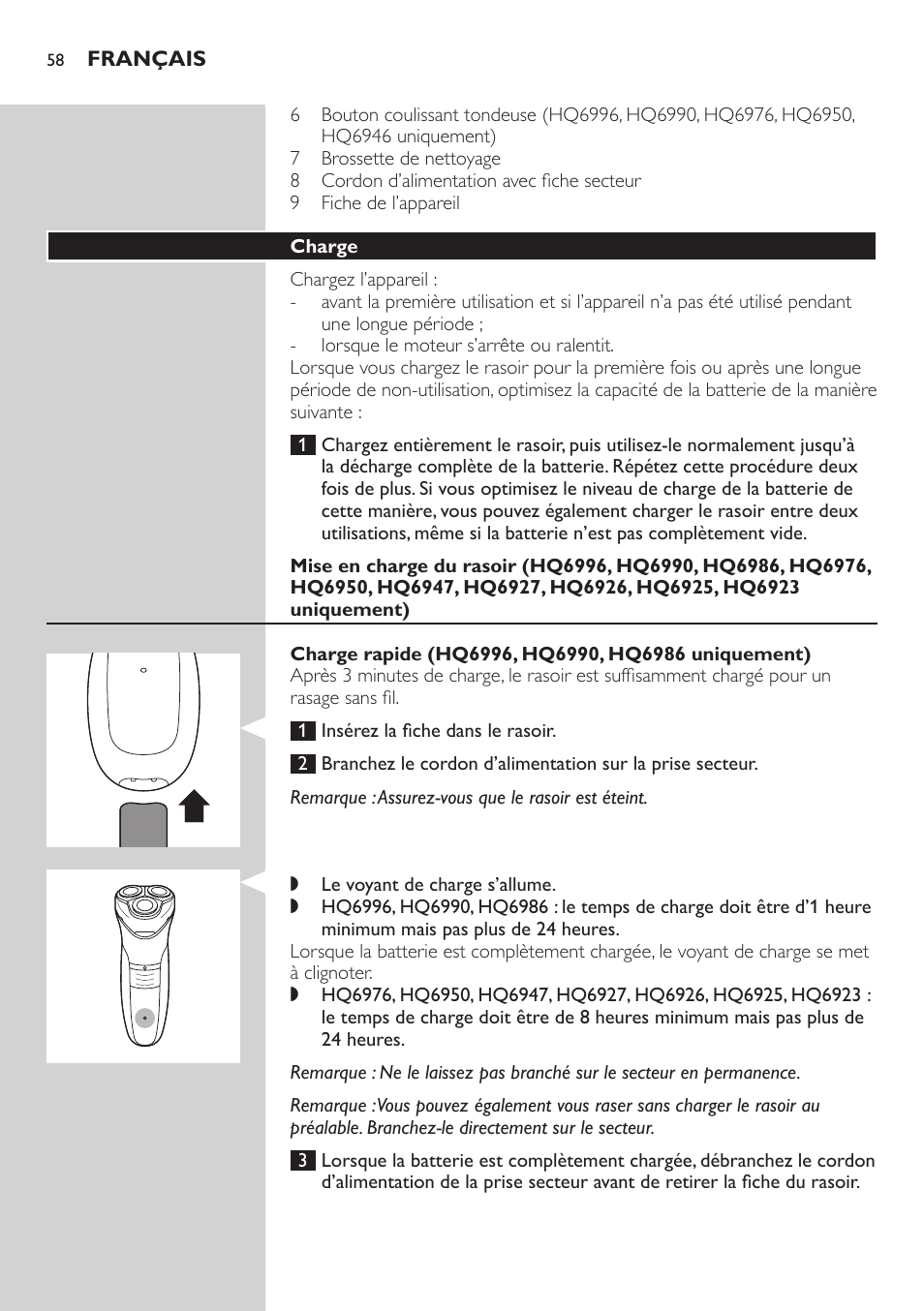 Philips SHAVER Series 3000 afeitadora eléctrica en seco User Manual | Page 58 / 120