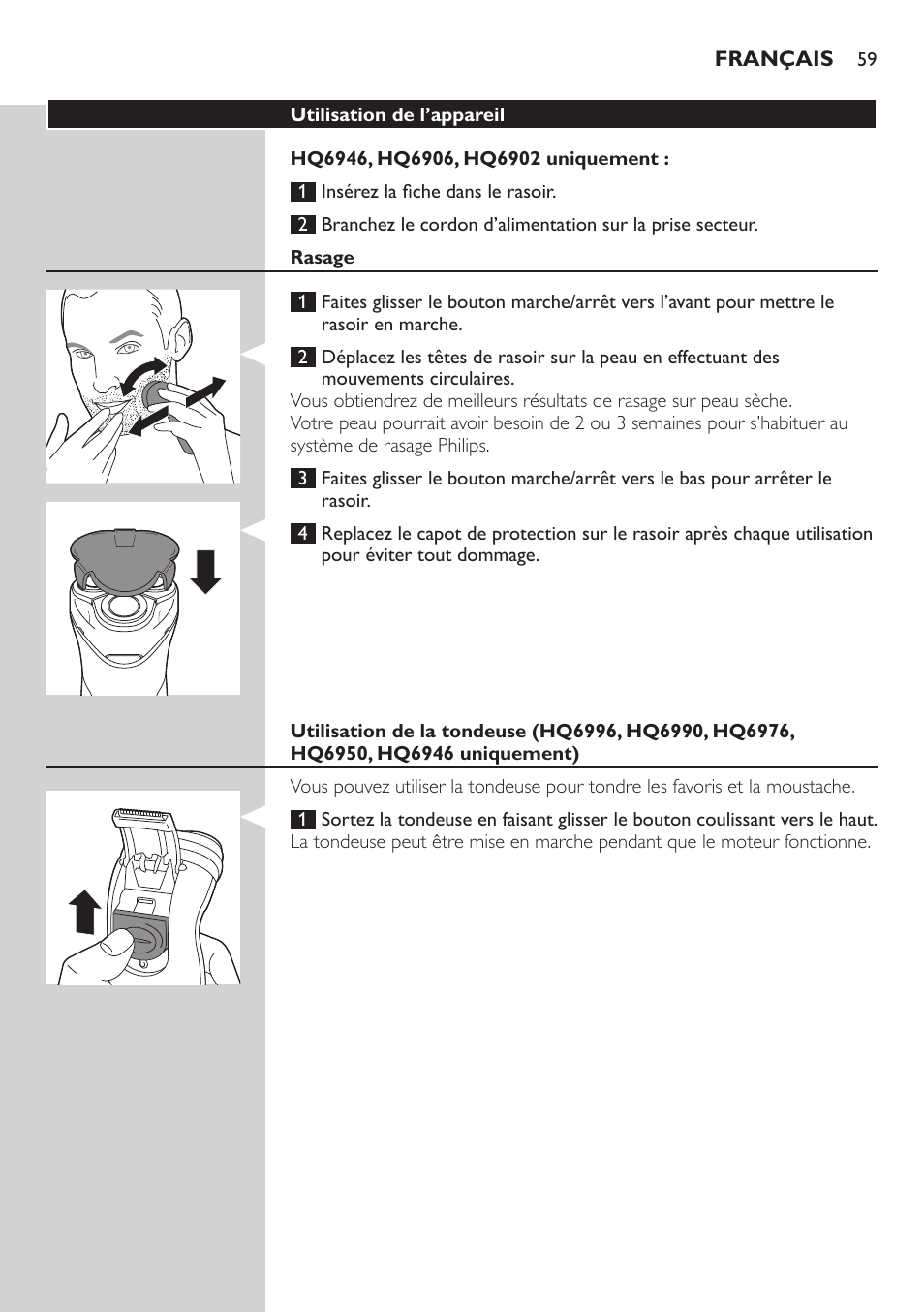 Philips SHAVER Series 3000 afeitadora eléctrica en seco User Manual | Page 59 / 120